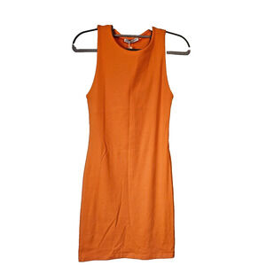 Zara Orange Fitted Knit Mini Dress Sleeveless Bodycon Womens M NWT